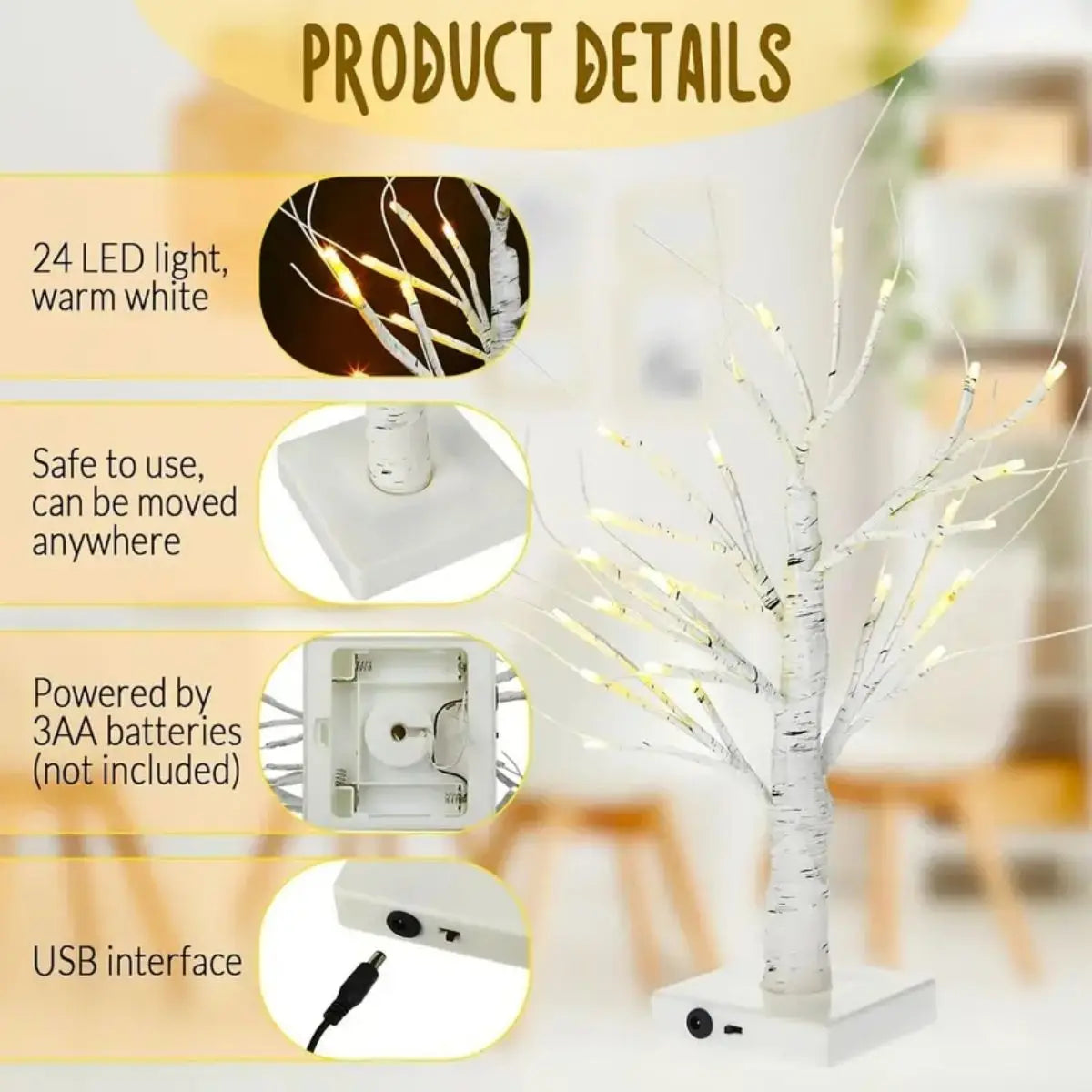 Albero di Betulla Luminoso 60cm LED