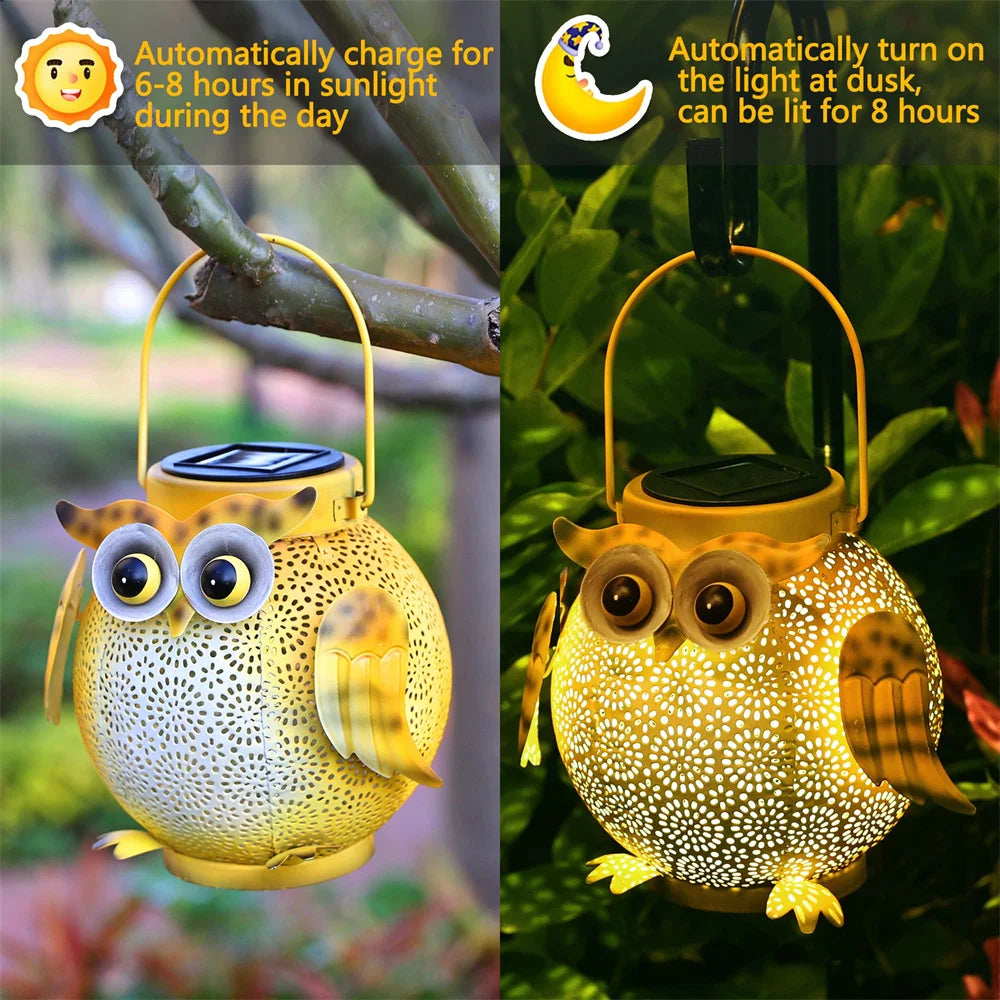 Hanging Solar Lantern – Lanterna Solare da Giardino con Gufetto