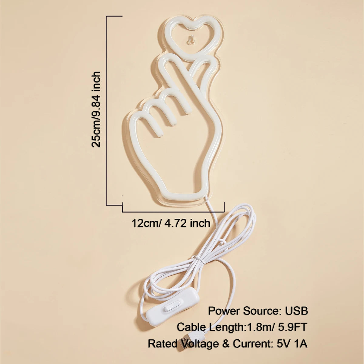 Insegna LED Neon Hand + Heart