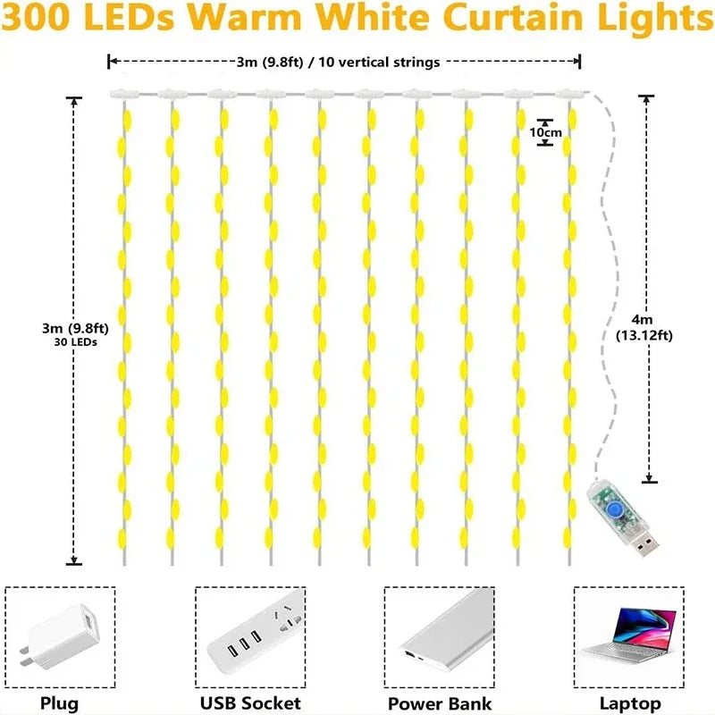 Luci Tenda LED 3M USB 8 Modalità