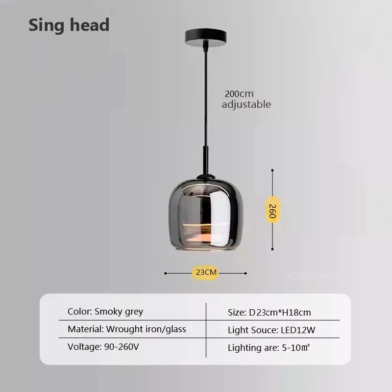 Lampada a Sospensione Nordica in Vetro