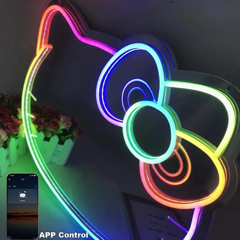 Specchio LED Neon Hello Kitty