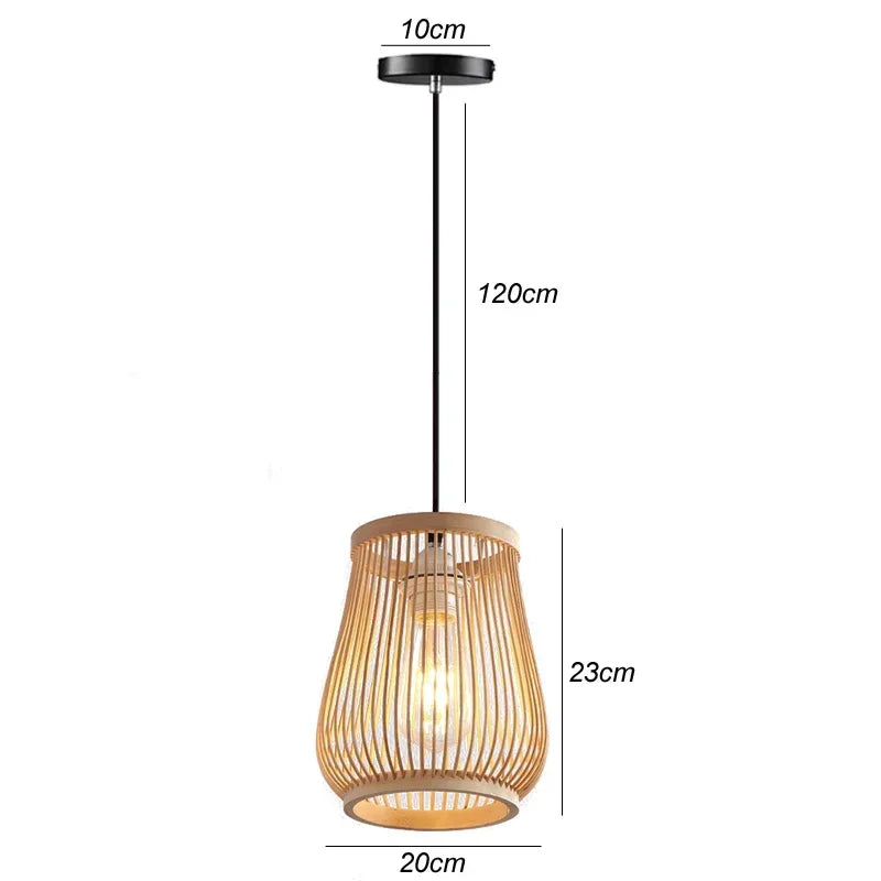 Lampada a Sospensione in Bambù Intrecciato