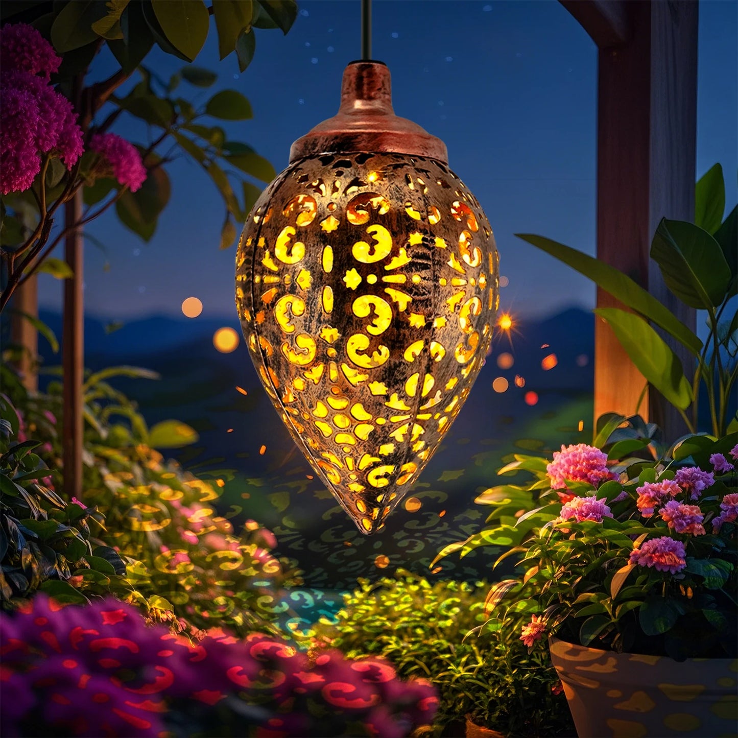 Lanterna Solare in Ferro – Lampada da Giardino Impermeabile