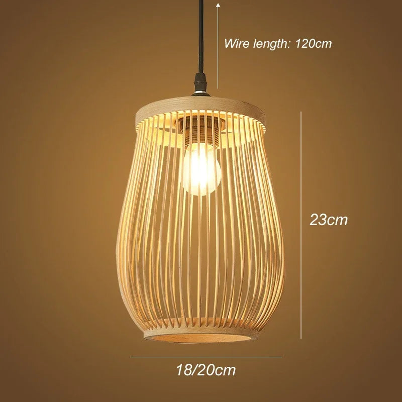 Lampada a Sospensione in Bambù Intrecciato