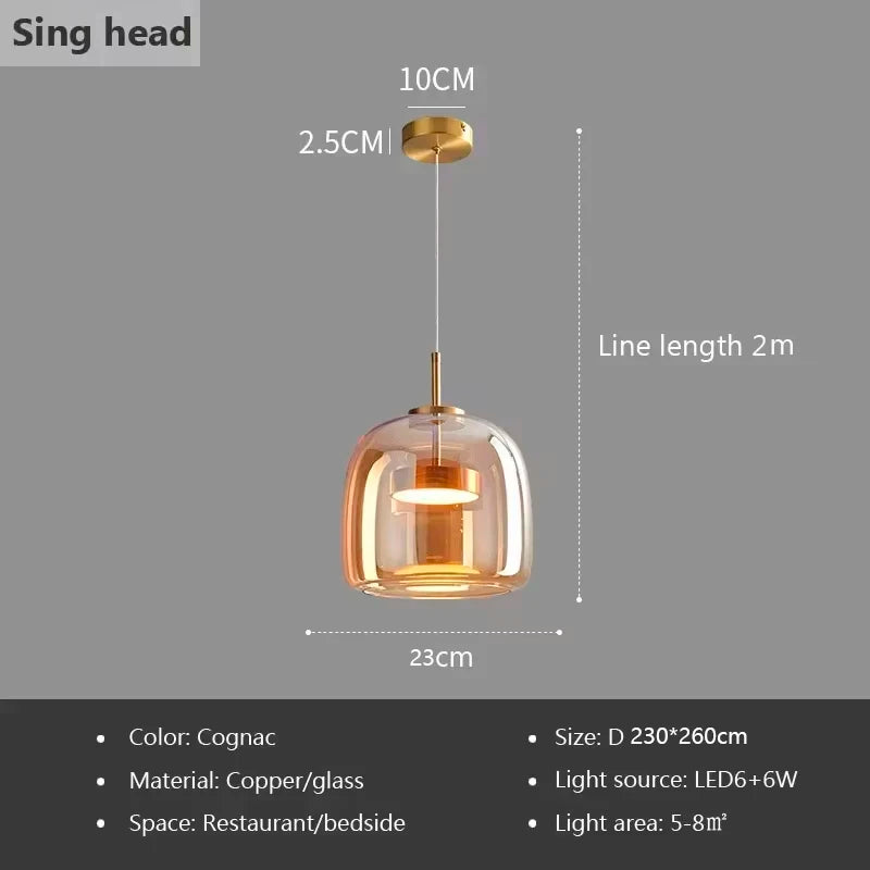 Lampada a Sospensione Nordica in Vetro