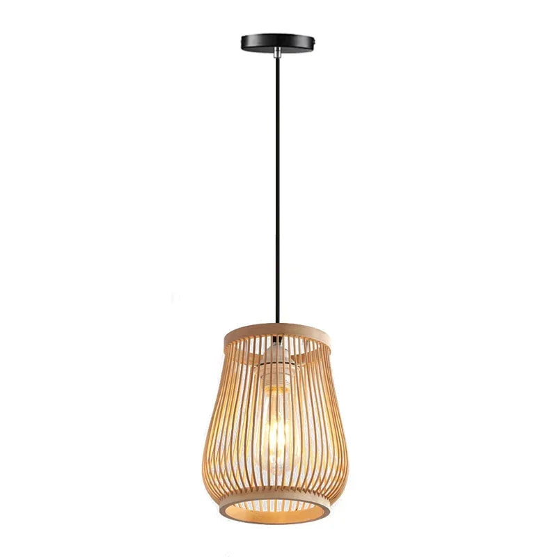 Lampada a Sospensione in Bambù Intrecciato