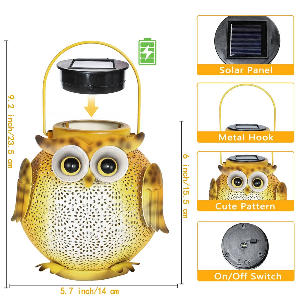 Hanging Solar Lantern – Lanterna Solare da Giardino con Gufetto