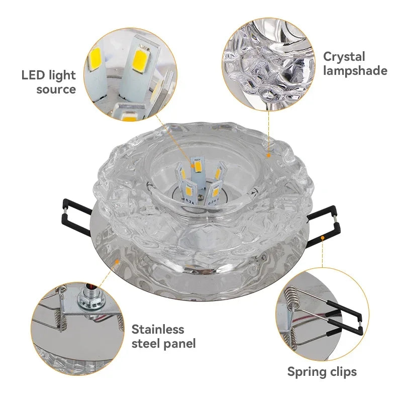 Plafoniera LED Cristallo Incasso Moderna – Corridoio & Soggiorno