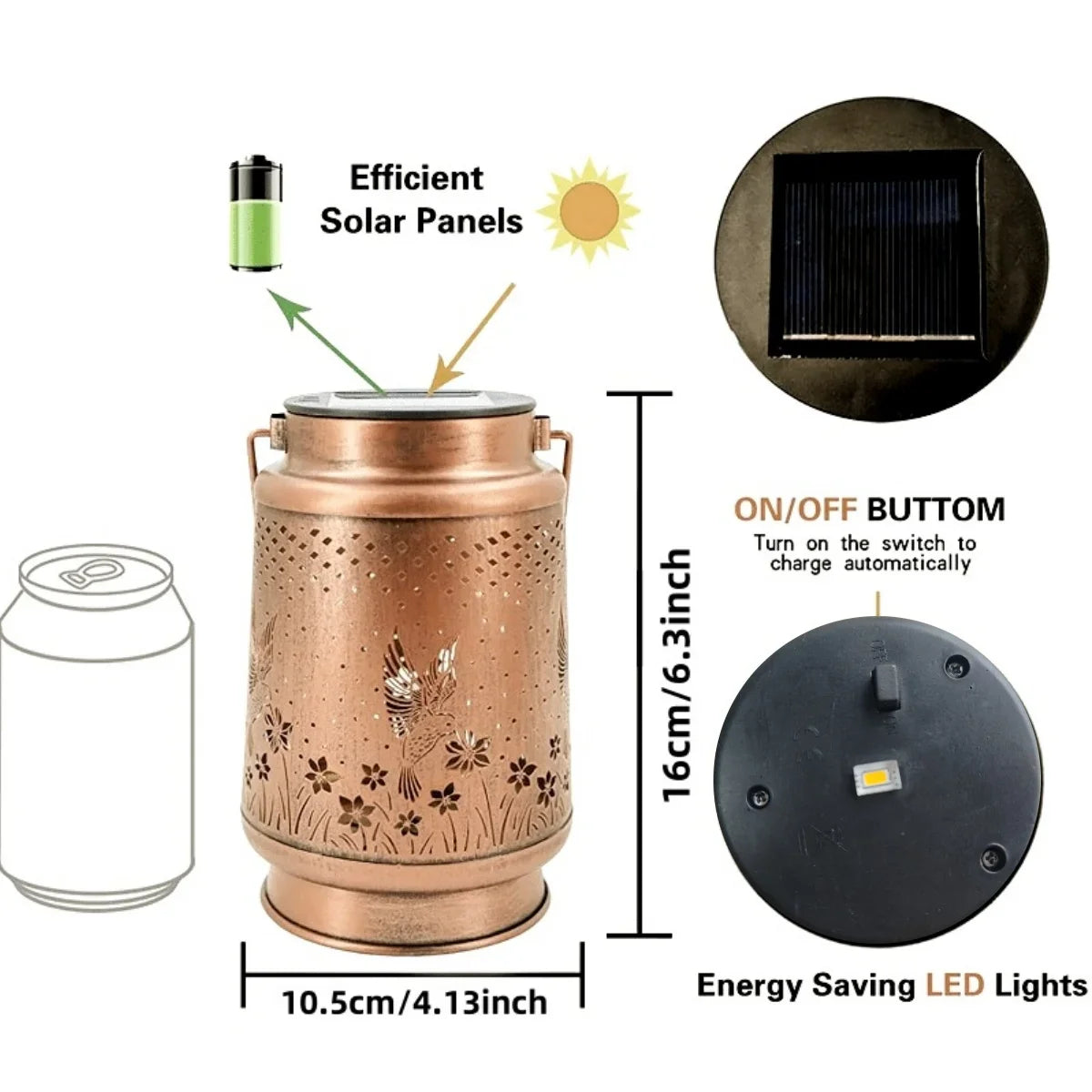 Lanterna Solare in Ferro – Lampada da Giardino Impermeabile
