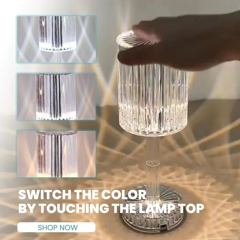 Lampada da Comodino Cristallo LED RGB – Touch & Telecomando