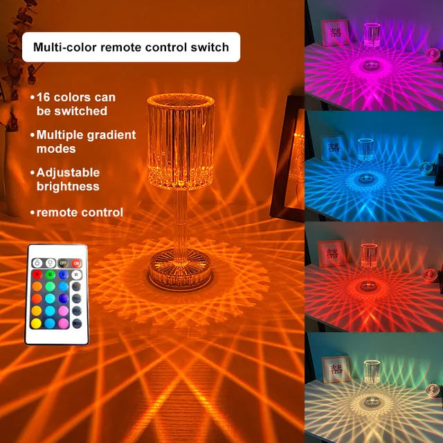 Lampada da Comodino Cristallo LED RGB – Touch & Telecomando