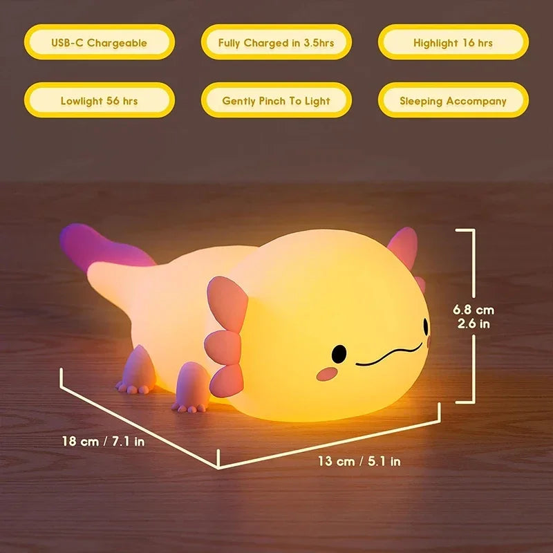 Lampada Axolotl LED Touch Ricaricabile per Bambini