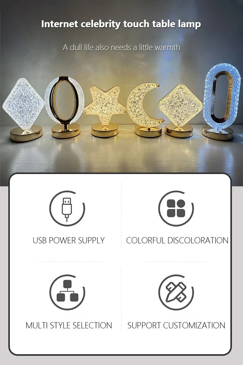 Lampada da Comodino Cristallo LED Dimmerabile Touch