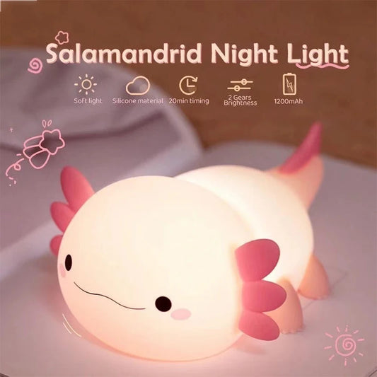 Lampada Axolotl LED Touch Ricaricabile per Bambini