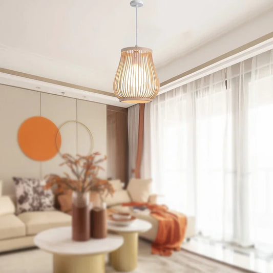 Lampada a Sospensione in Bambù Intrecciato