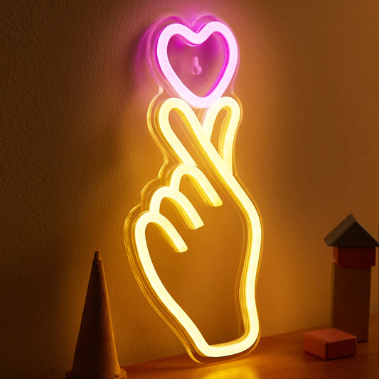 Insegna LED Neon Hand + Heart