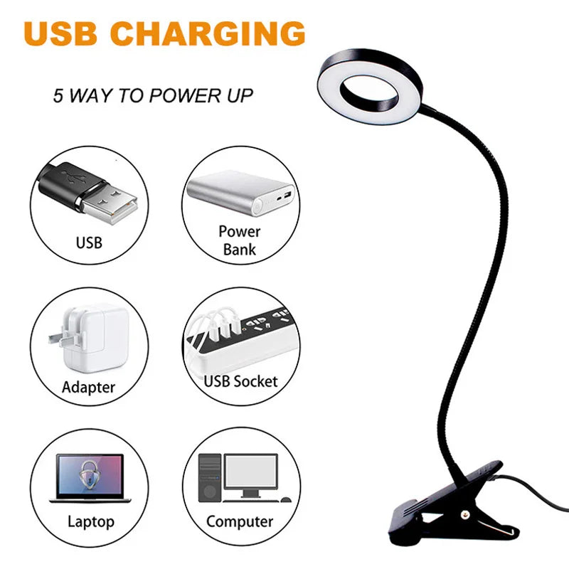 Lampada LED Clip – USB, 3 Tono, Flessibile